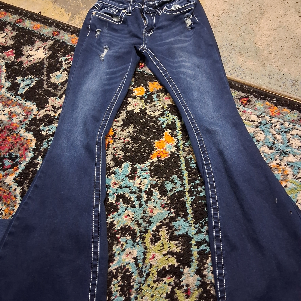 BAMBOO Dark Blue Flare Jeans